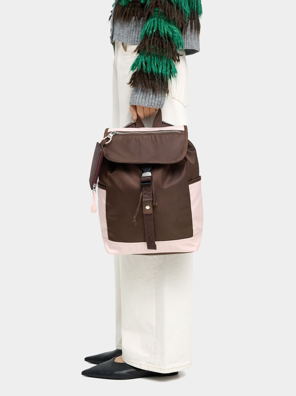 Nylon colour block backpack