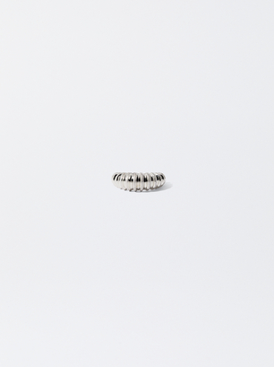 Striped Gold Ring, Silver, hi-res