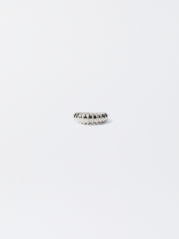 Striped Gold Ring, Silver, hi-res