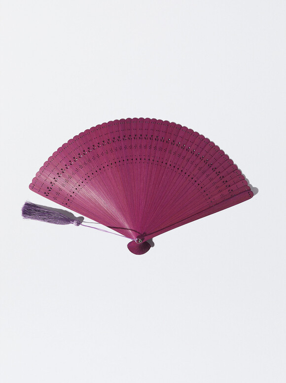Bamboo Perforated Fan, Violet, hi-res