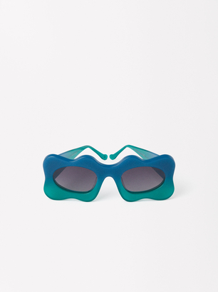 Square Acetate Sunglasses, Blue, hi-res