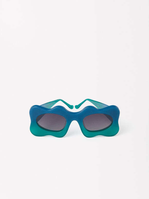 Quadratische Sonnenbrille Aus Acetat, Blau, hi-res