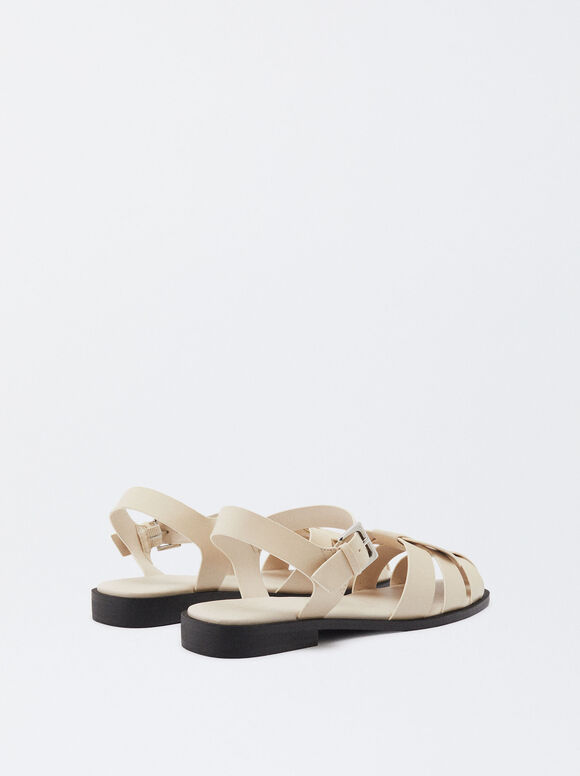Strappy Sandals, White, hi-res