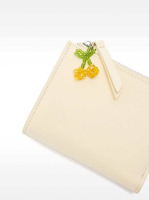 Soft texture wallet with floral charm