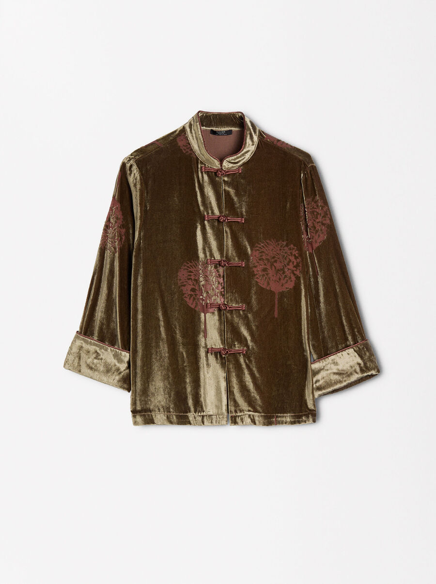 Printed velvet top