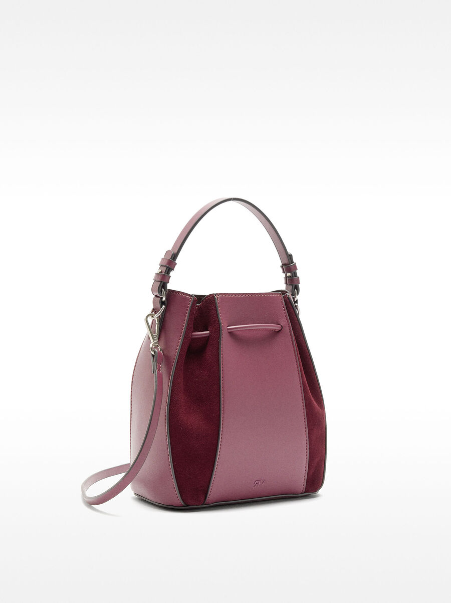 Bucket bag with leather 