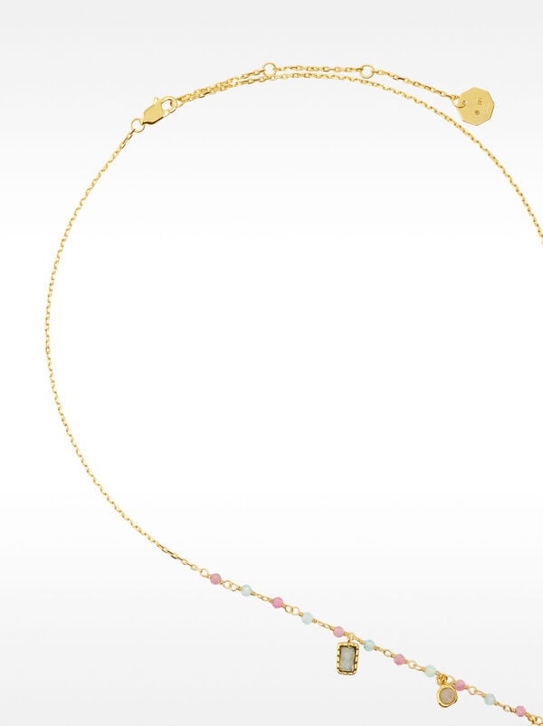 Necklace with stones and zirconia - 925 sterling silver