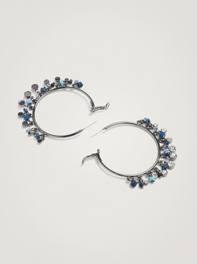 Large Hoop Earrings With Crystals, Multicolor, hi-res