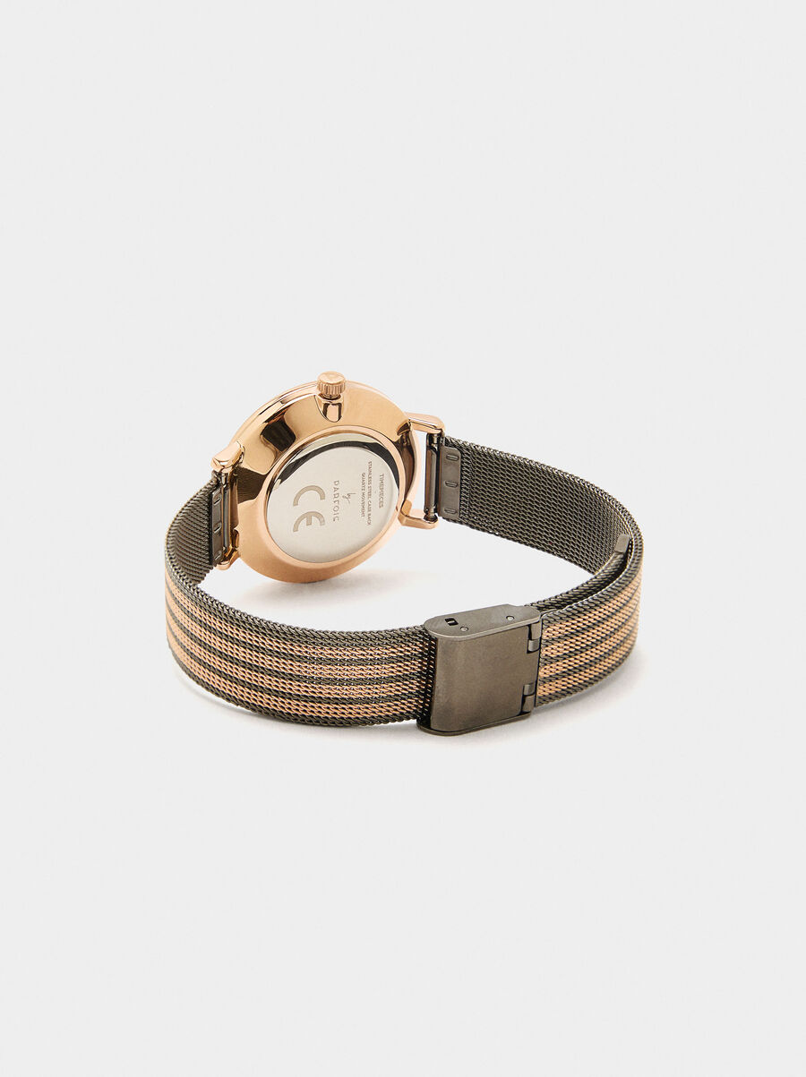 Watch with bicolor metal mesh