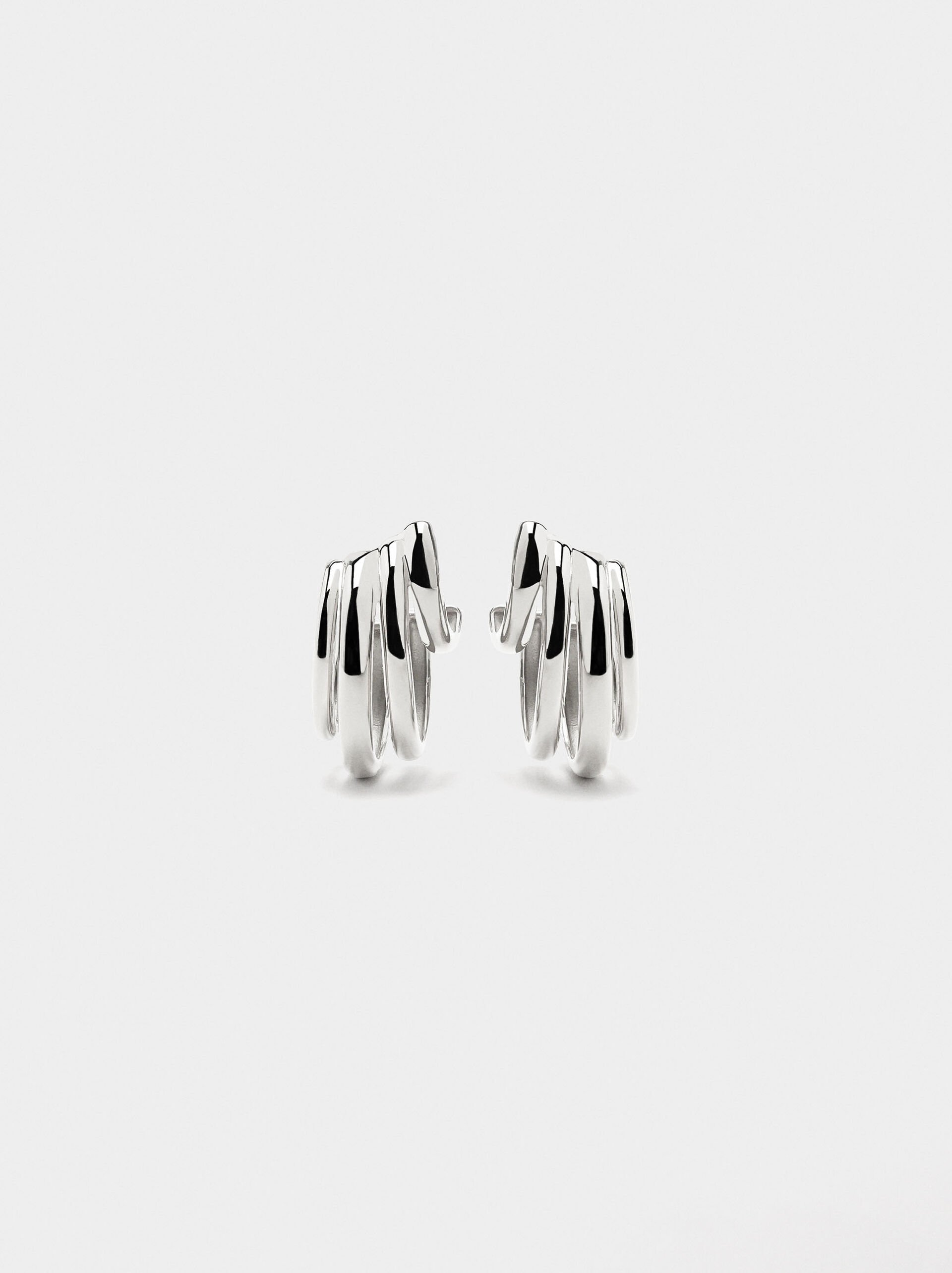 Triple-effect hoop earrings – stainless steel image number 0.0