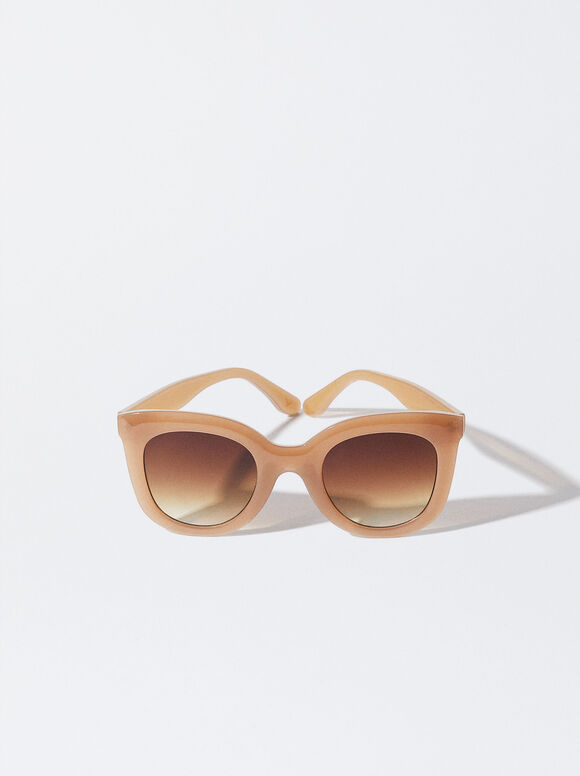 Sunglasses With Resin Frame, Brown, hi-res