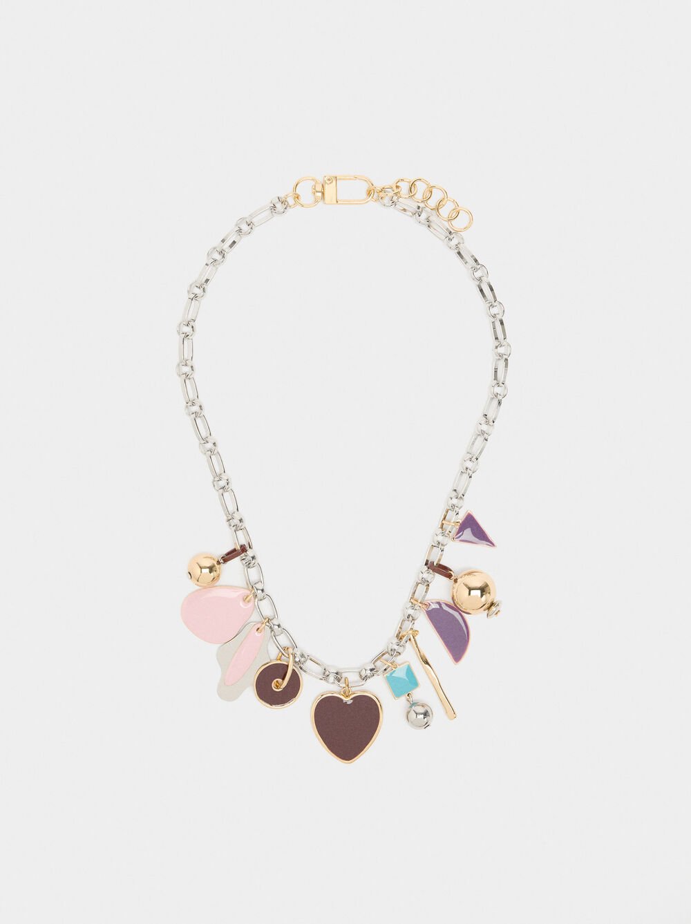 Necklace of pendant links with enamel