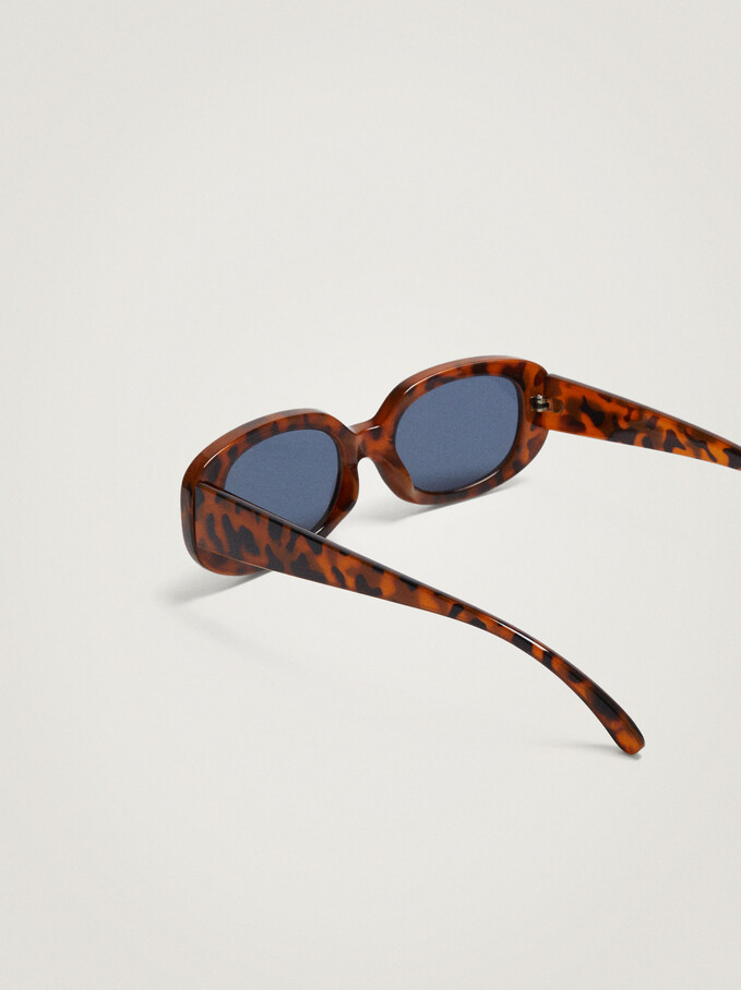 Oval Frame Sunglasses, Brown, hi-res