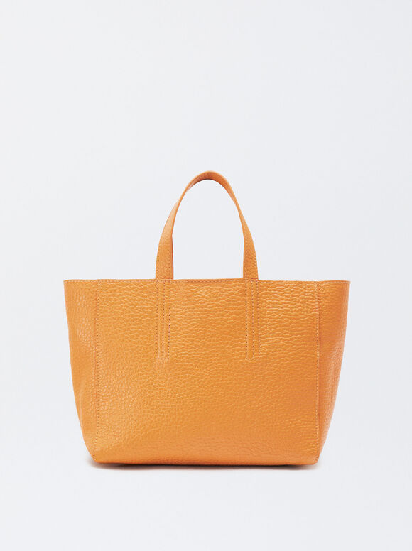 Leather Tote Bag, Orange, hi-res