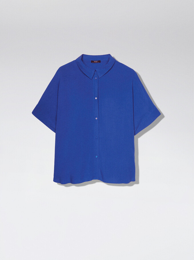 Short-Sleeved Shirt With Buttons, Blue, hi-res