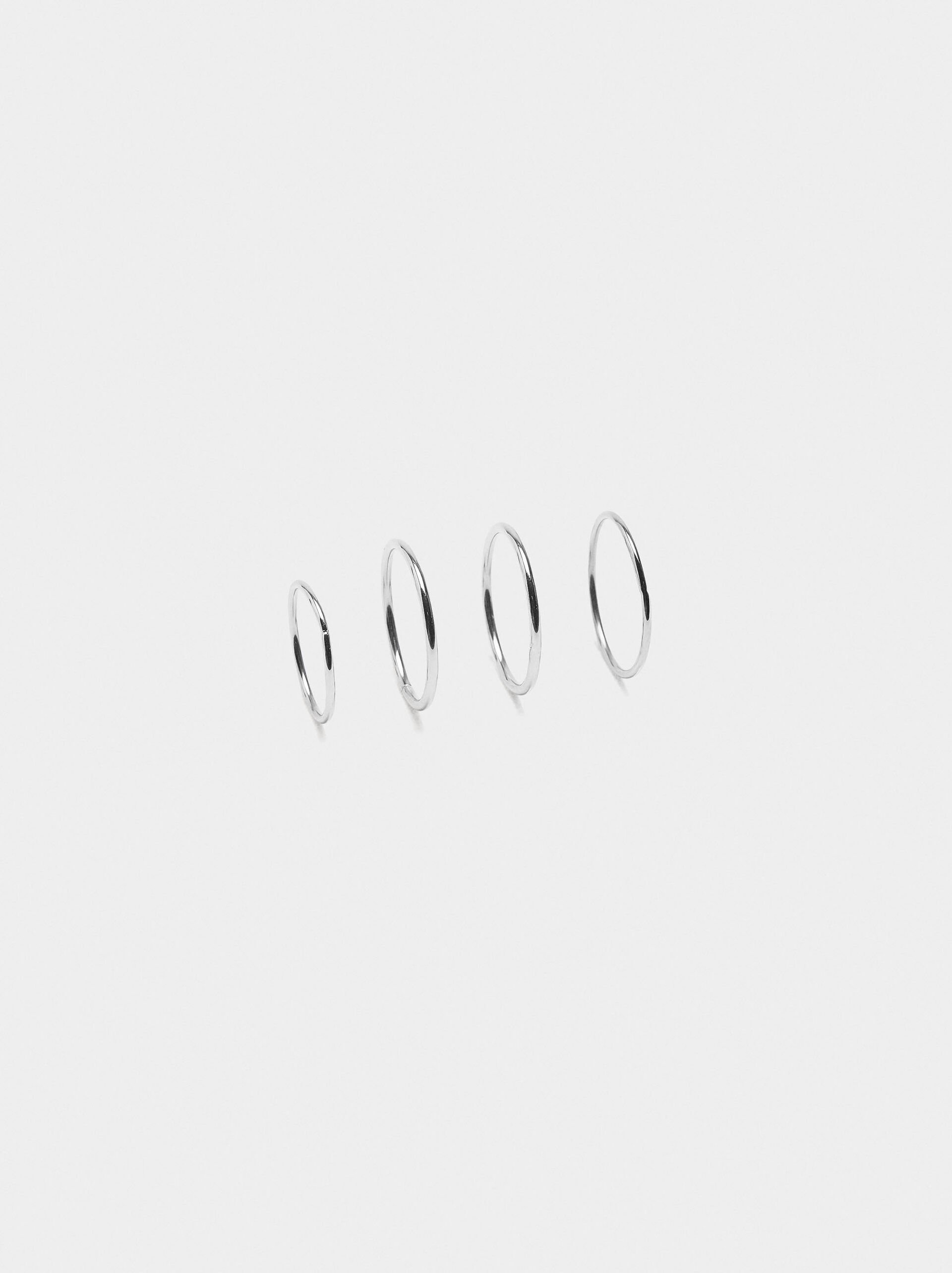 Set of four smooth rings - stainless steel image number 1.0
