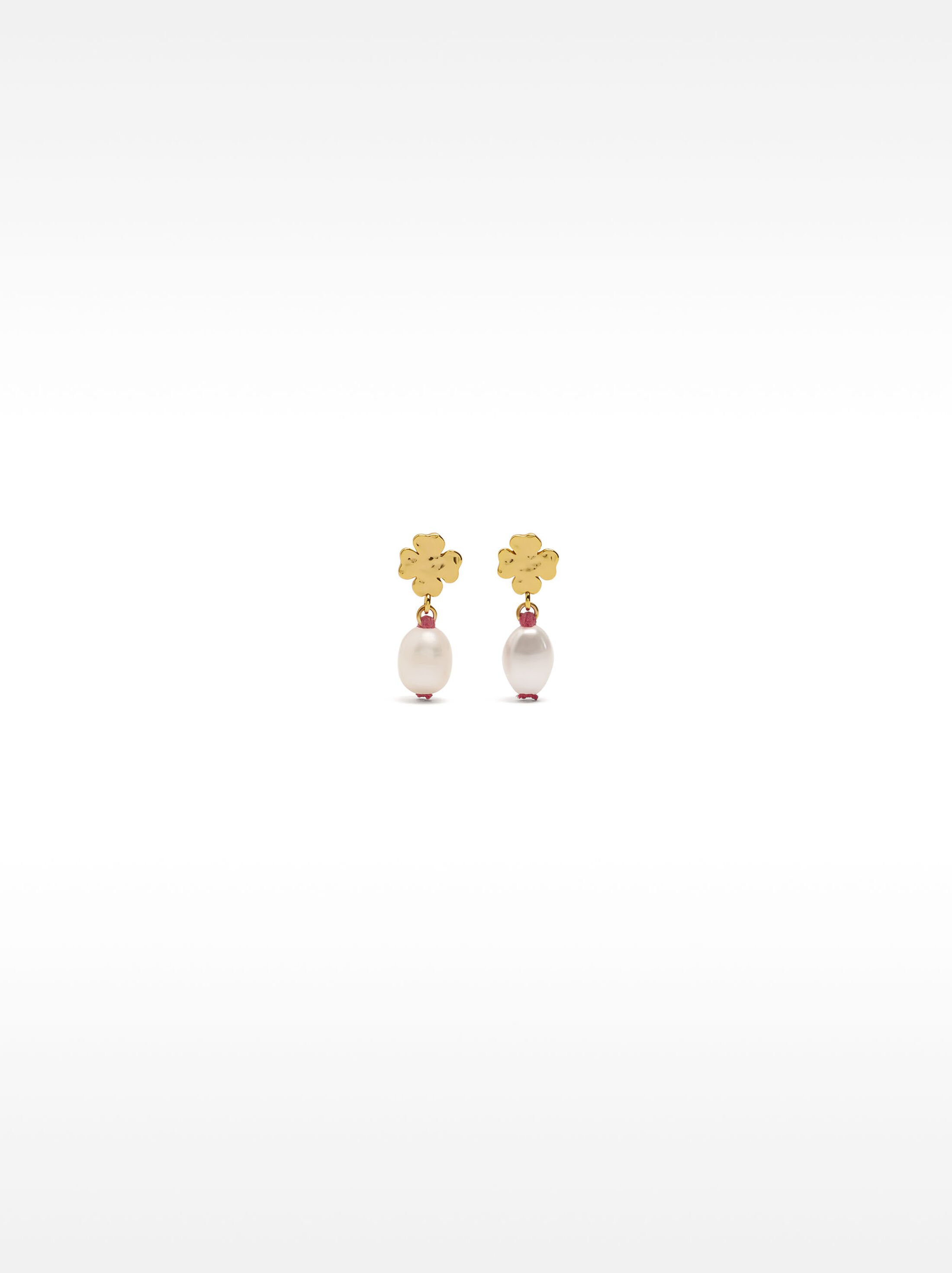 Arracades de trèvol amb perla d’aigua dolça – plata de llei 925 image number 2.0