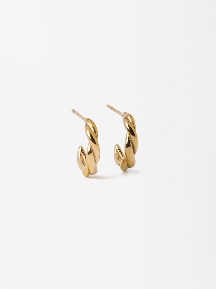 Golden hoop earrings - Stainless steel 