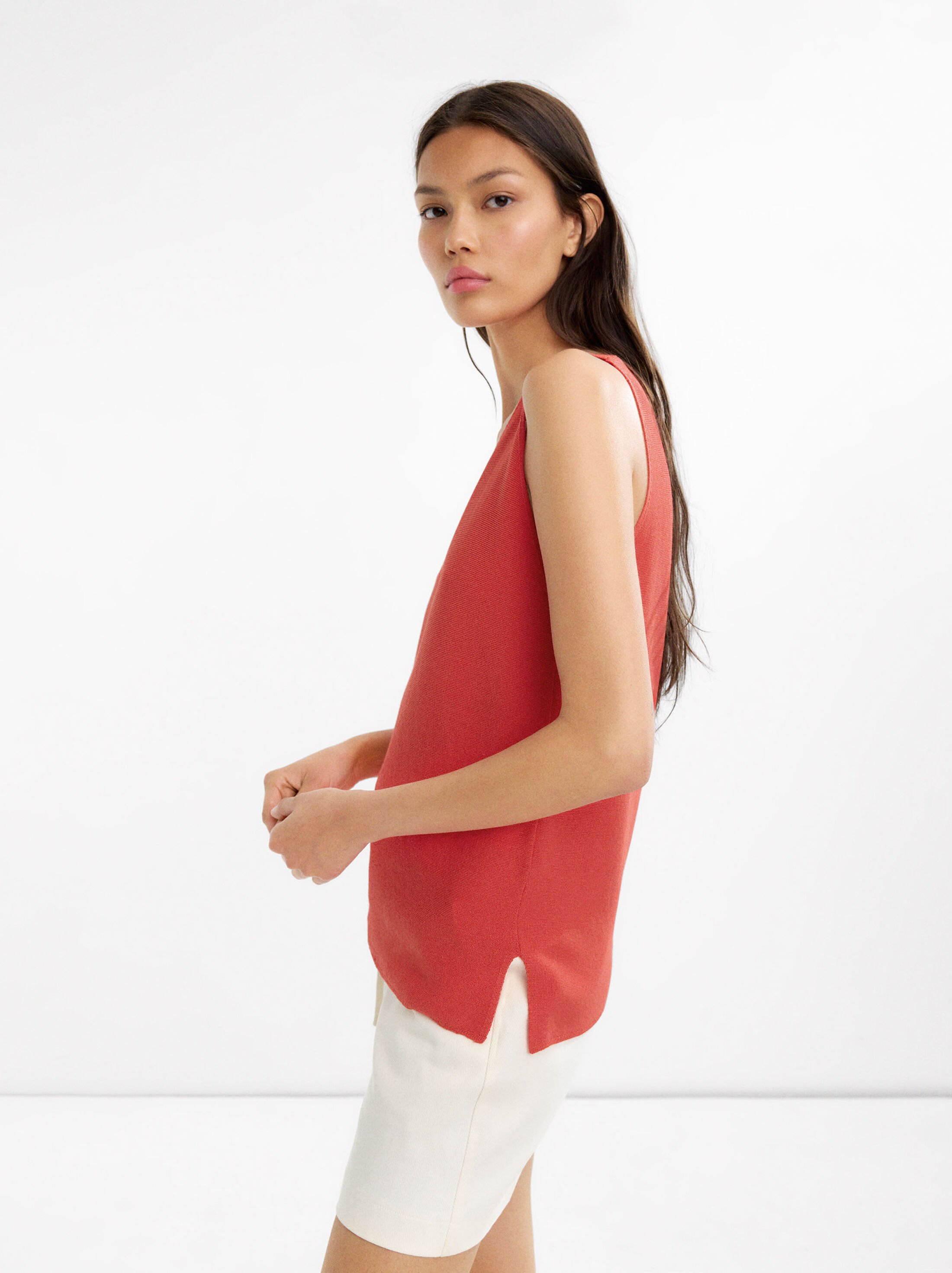V-neck knit top image number 2.0