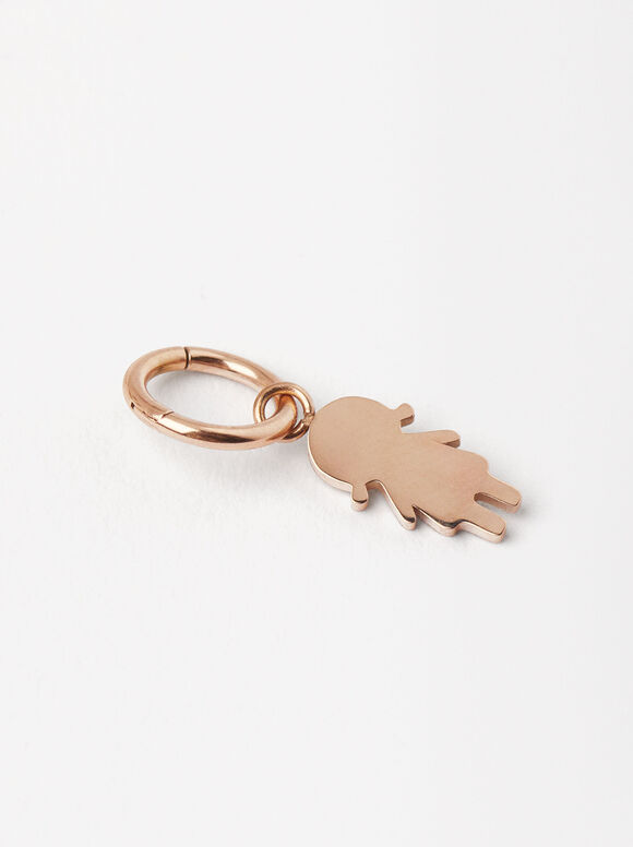 Stainless Steel Girl Charm, Rose Gold, hi-res