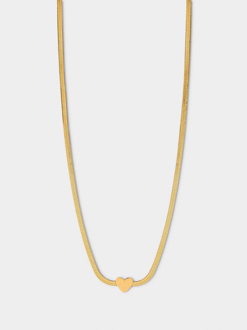Snake chain necklace with heart - stainless steel