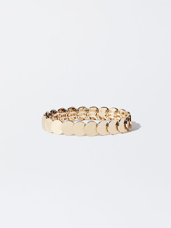 Gold-Toned Elasticated Bracelet, Golden, hi-res