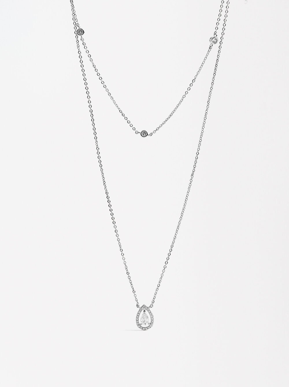 Collana lunga doppia con zirconi