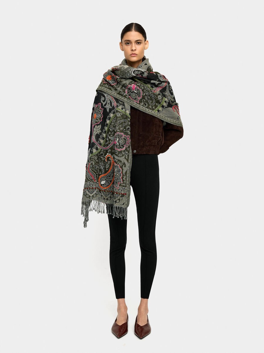 Printed wool scarf
