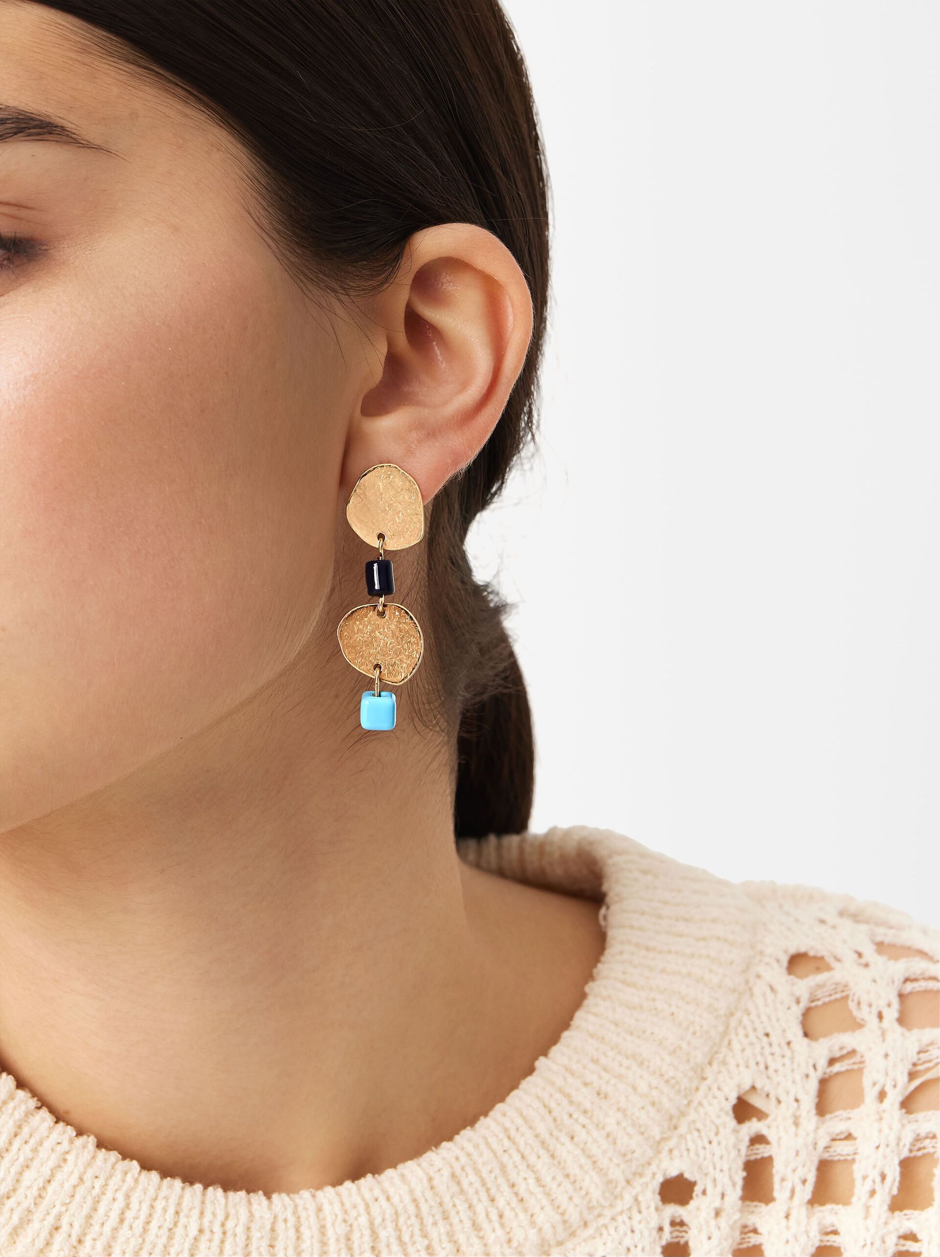 Long Earrings With Colored Details image number 1.0