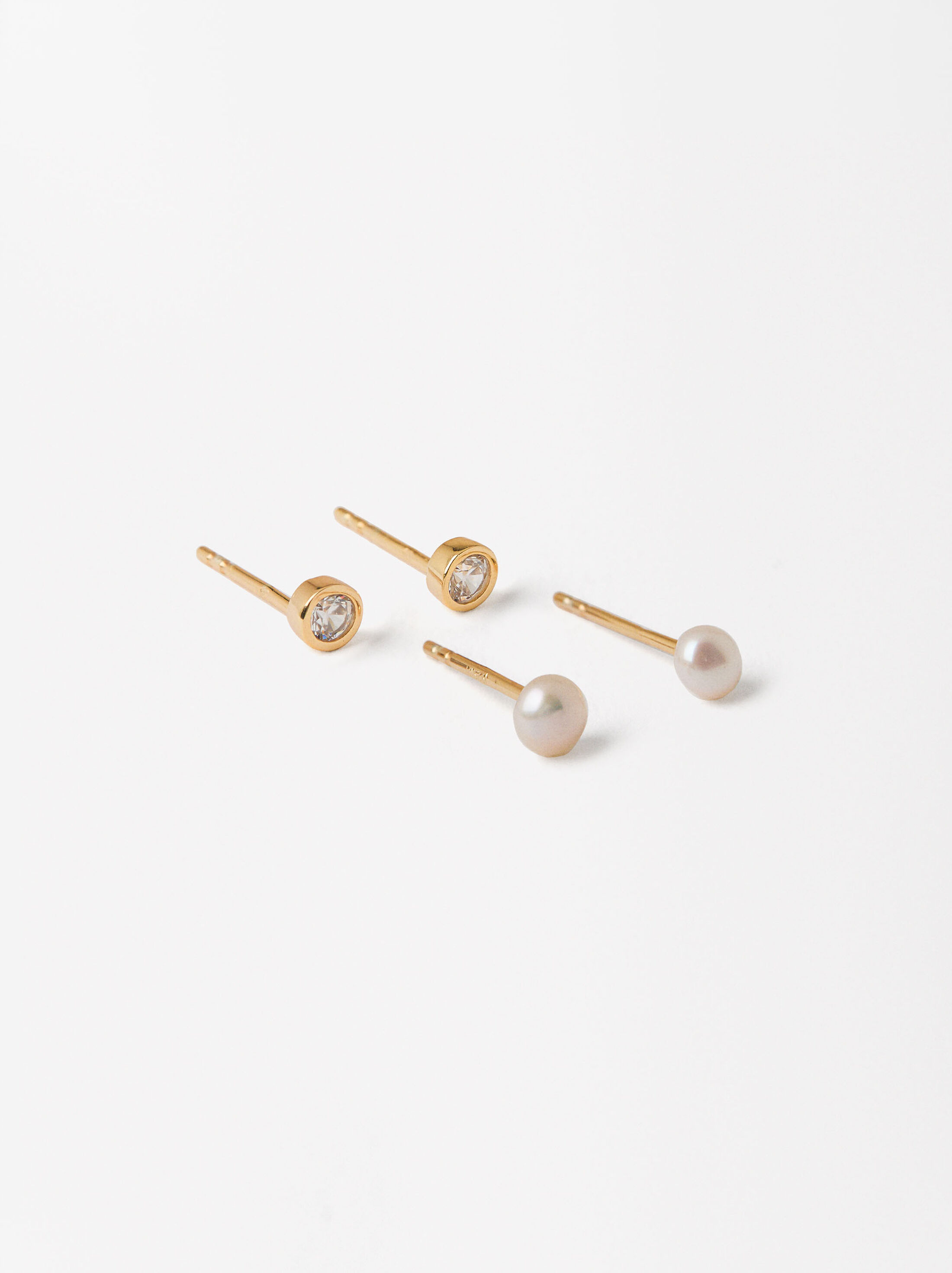 Conjunt d'arracades amb perles de cristall - Argent de llei 925 image number 0.0
