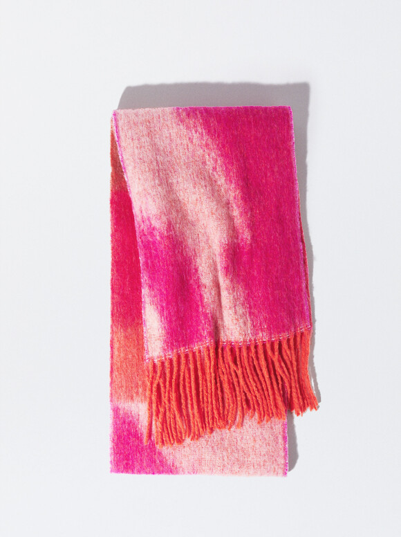 Fringe Scarf With Wool And Alpaca, Multicolor, hi-res