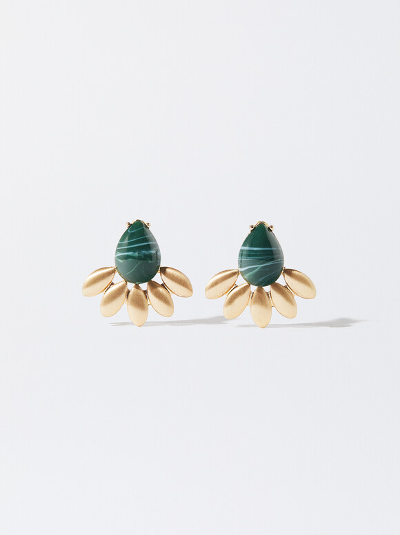 Gold-Toned Earrings With Stone, , hi-res