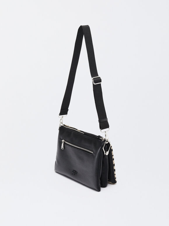 Leather Shoulder Bag, Black, hi-res
