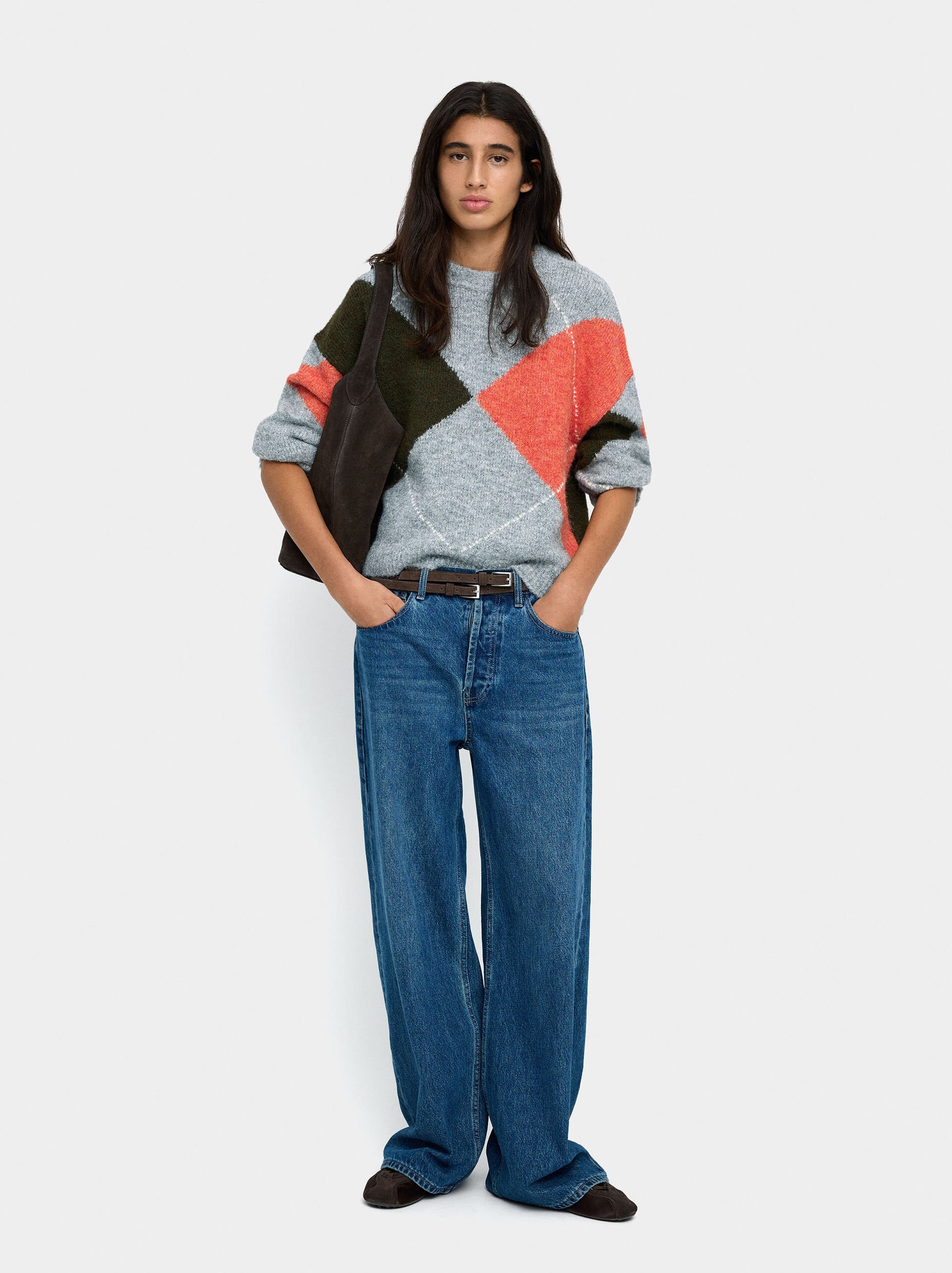 Sweater with jacquard knit image number 0.0