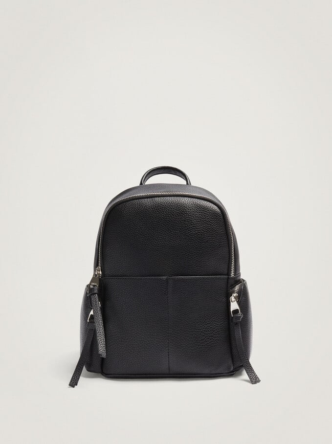 Backpack With Outer Pockets, Black, hi-res