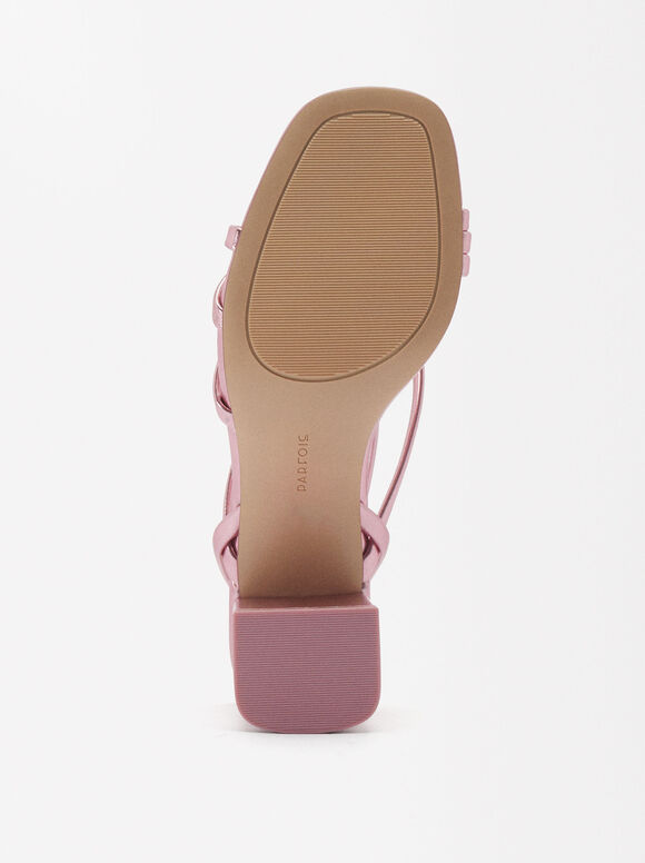 Online Exclusive - Metallic Strap High Heel Sandals, Pink, hi-res