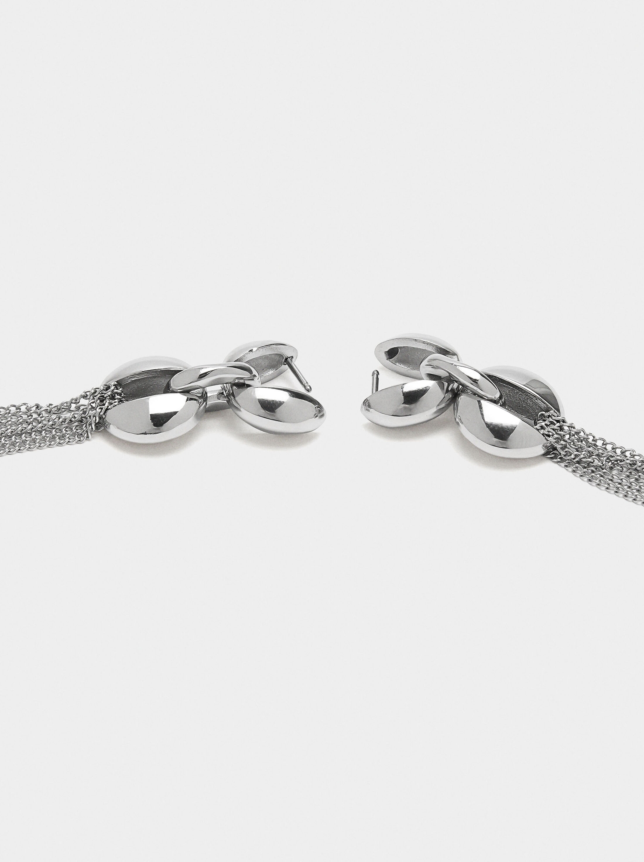 Pendientes largos con cadenas - acero inoxidable image number 2.0
