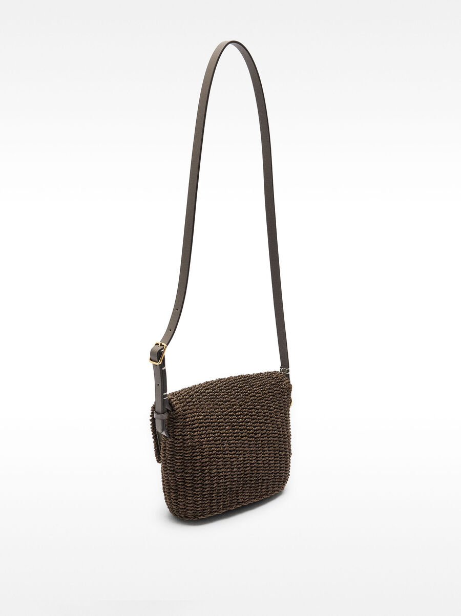 Crossbody bag with straw effect