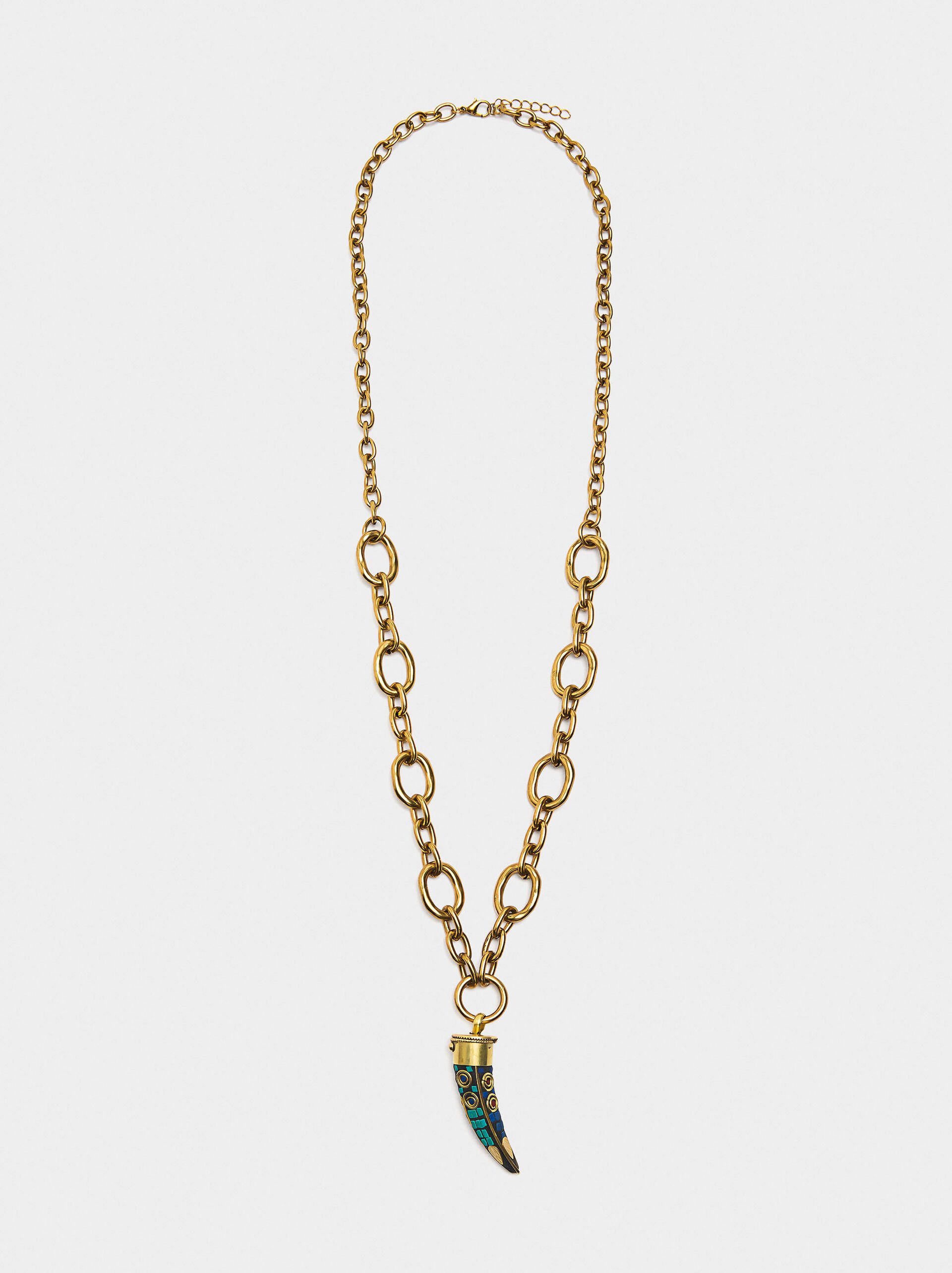 Long necklace of links with pendant image number 0.0