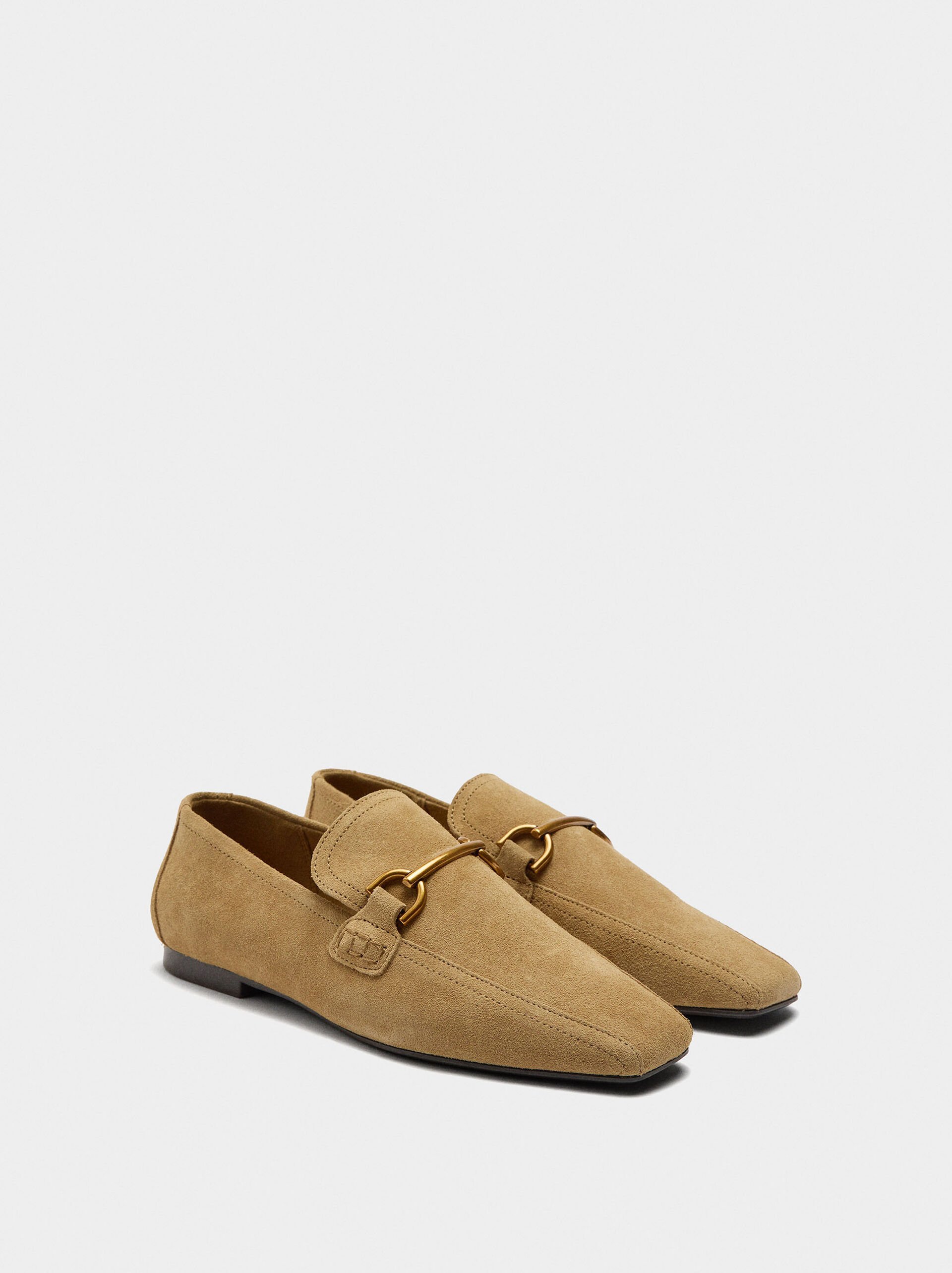 Leather moccasins with metallic detail image number 2.0