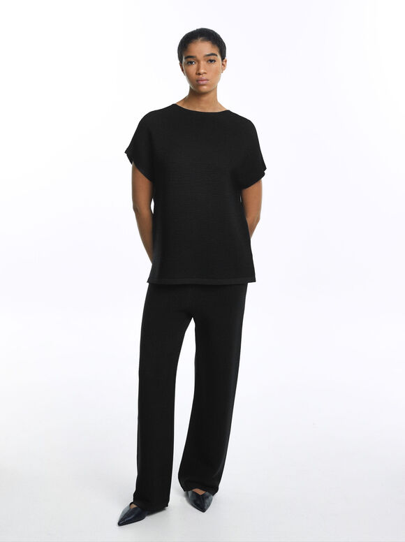 Knit Trousers, Black, hi-res