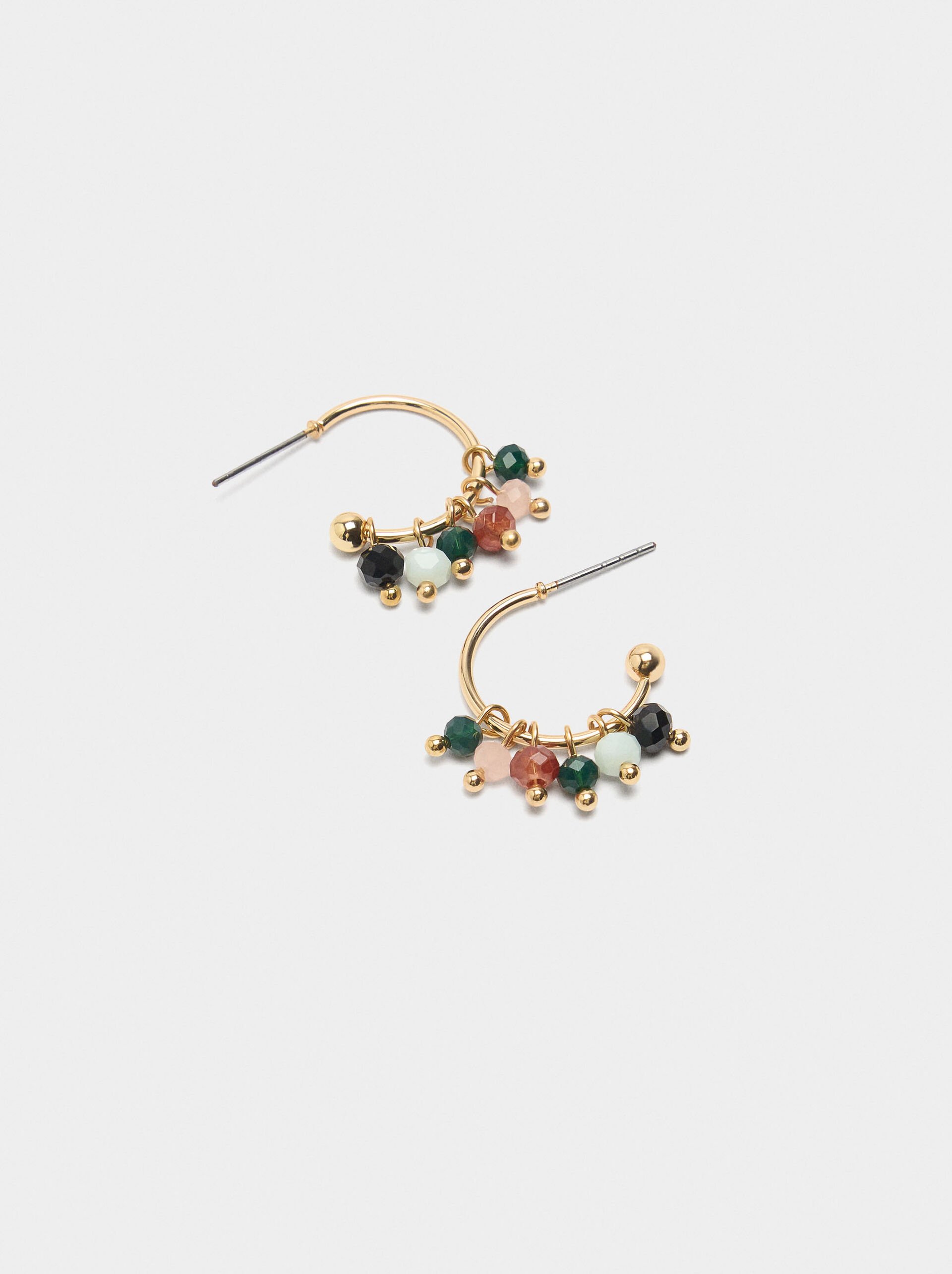 Open hoop earrings with stones image number 1.0