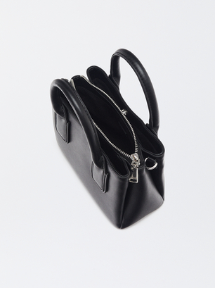 Tote Bag With Strap, Black, hi-res