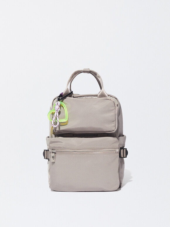 Nylon Backpack, Grey, hi-res