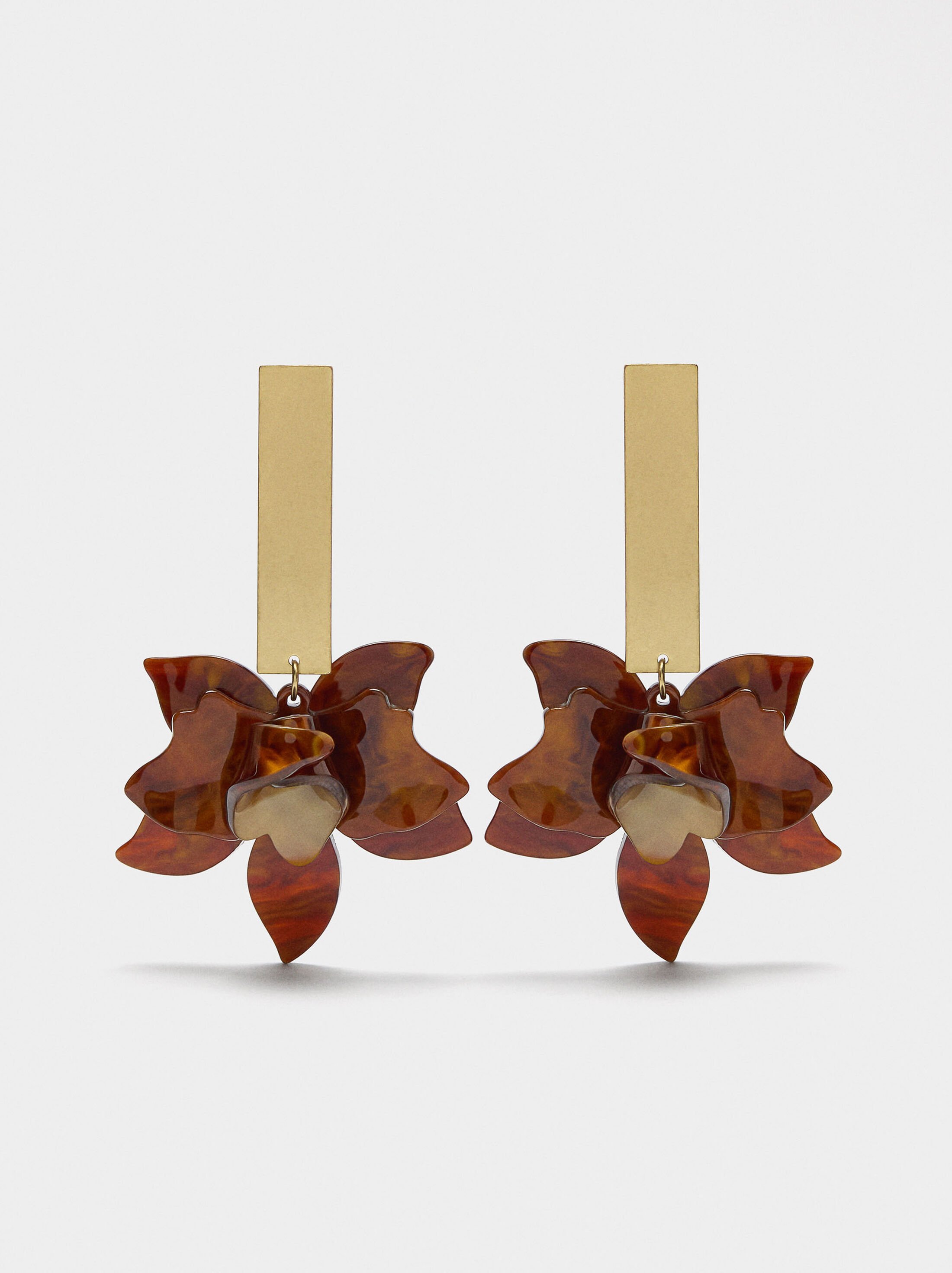 Maxi bar earrings with flower image number 0.0
