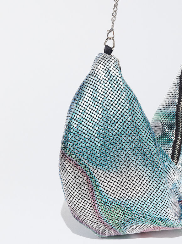 Online Exclusive - Mesh Fabric Shoulder Bag, Multicolor, hi-res