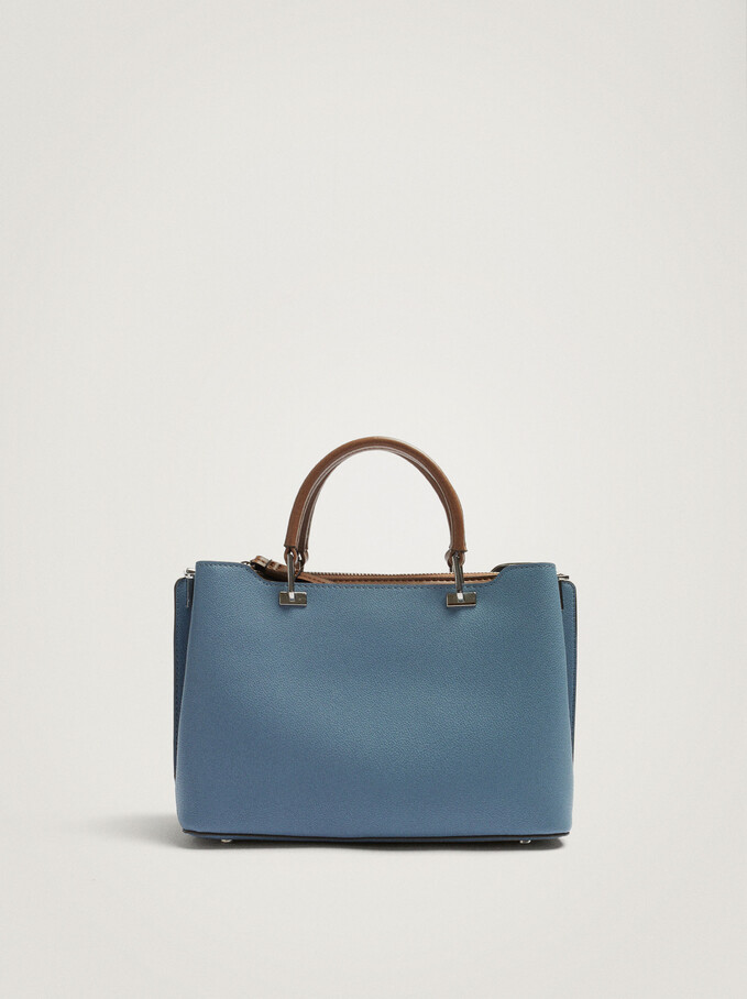 Tote Bag With Contrast Interior, Blue, hi-res