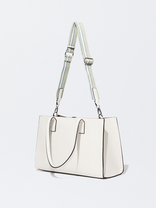 Sac Shopper Avec Intérieur Amovible, Écru, hi-res