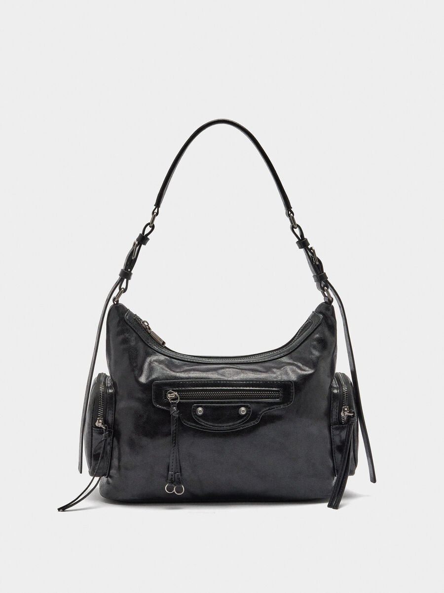 Bolso de hombro de efecto envejecido
