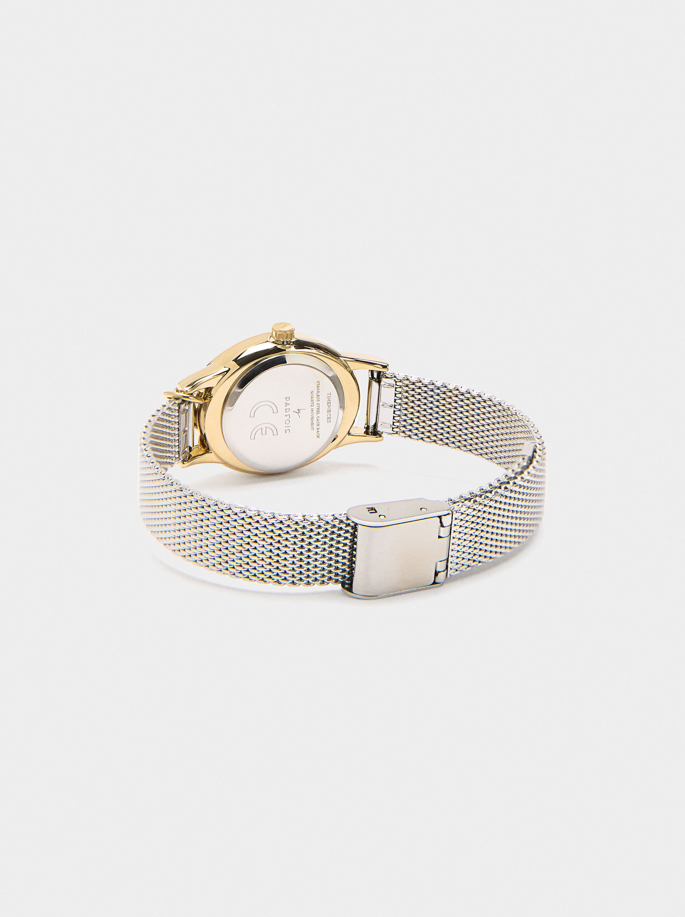 Watch with metal mesh bracelet with charm image number 2.0